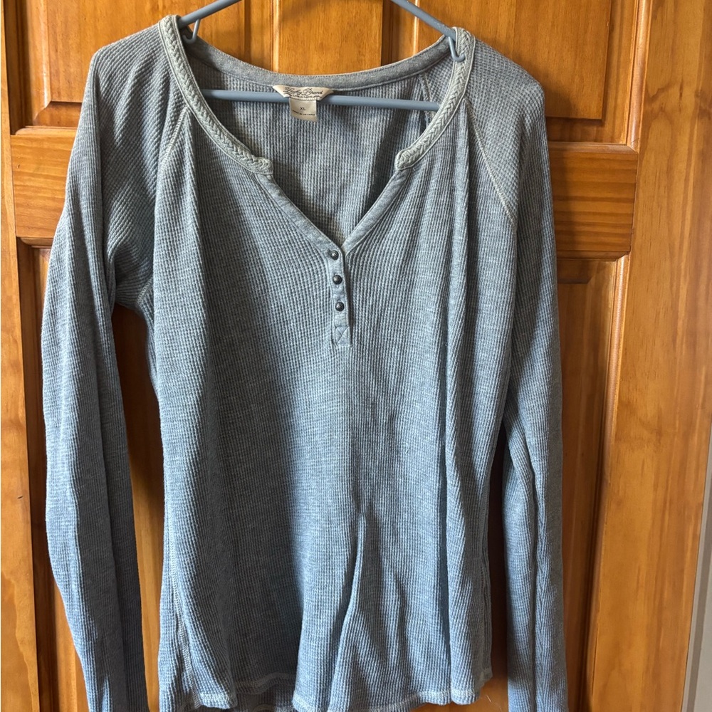Lucky Brand Women's Heathered Gray Long Sleeve Top